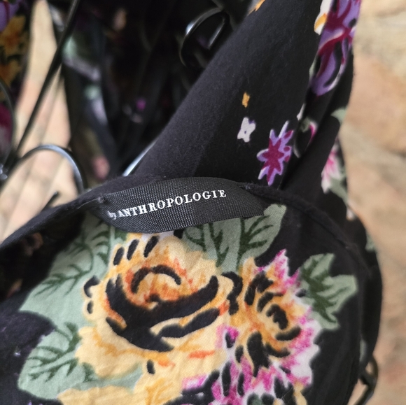 💐 Anthropologie Black Floral Scarf - Picture 3 of 11